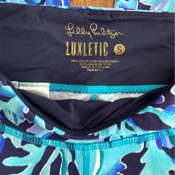 Lilly Pulitzer Luxletic Weekender Midi Leggings SZ S Bright Navy In Too Deep - Picture 7 of 15